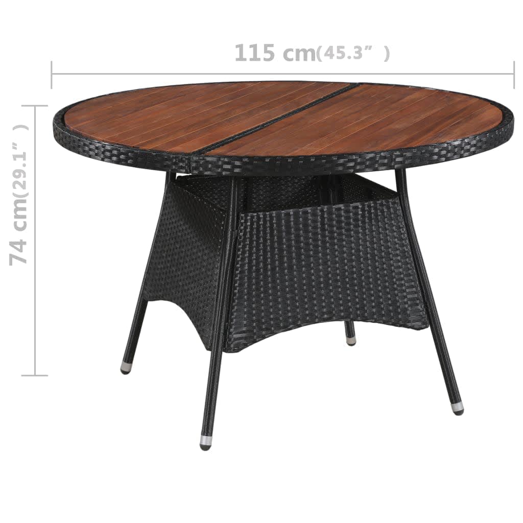 vidaXL Ensemble de salle à manger de jardin 5 pcs avec coussins résine tressée noir