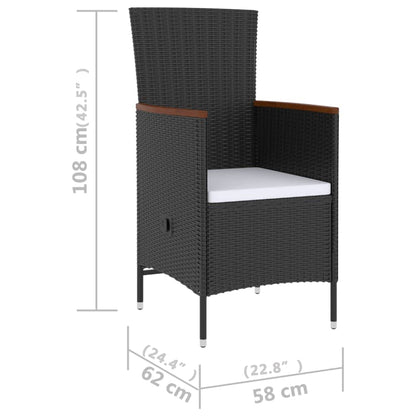 vidaXL Ensemble de salle à manger de jardin 5 pcs avec coussins résine tressée noir