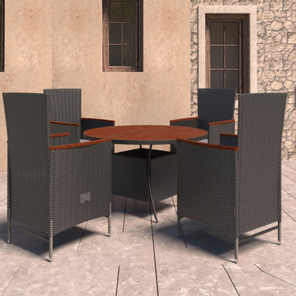 vidaXL Ensemble de salle à manger de jardin 5 pcs avec coussins résine tressée noir