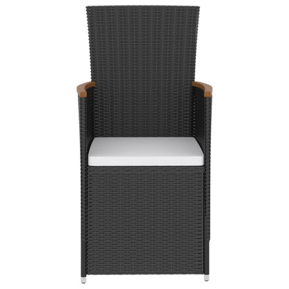 vidaXL 5-tlg. Garten-Essgruppe mit Kissen Poly Rattan Schwarz