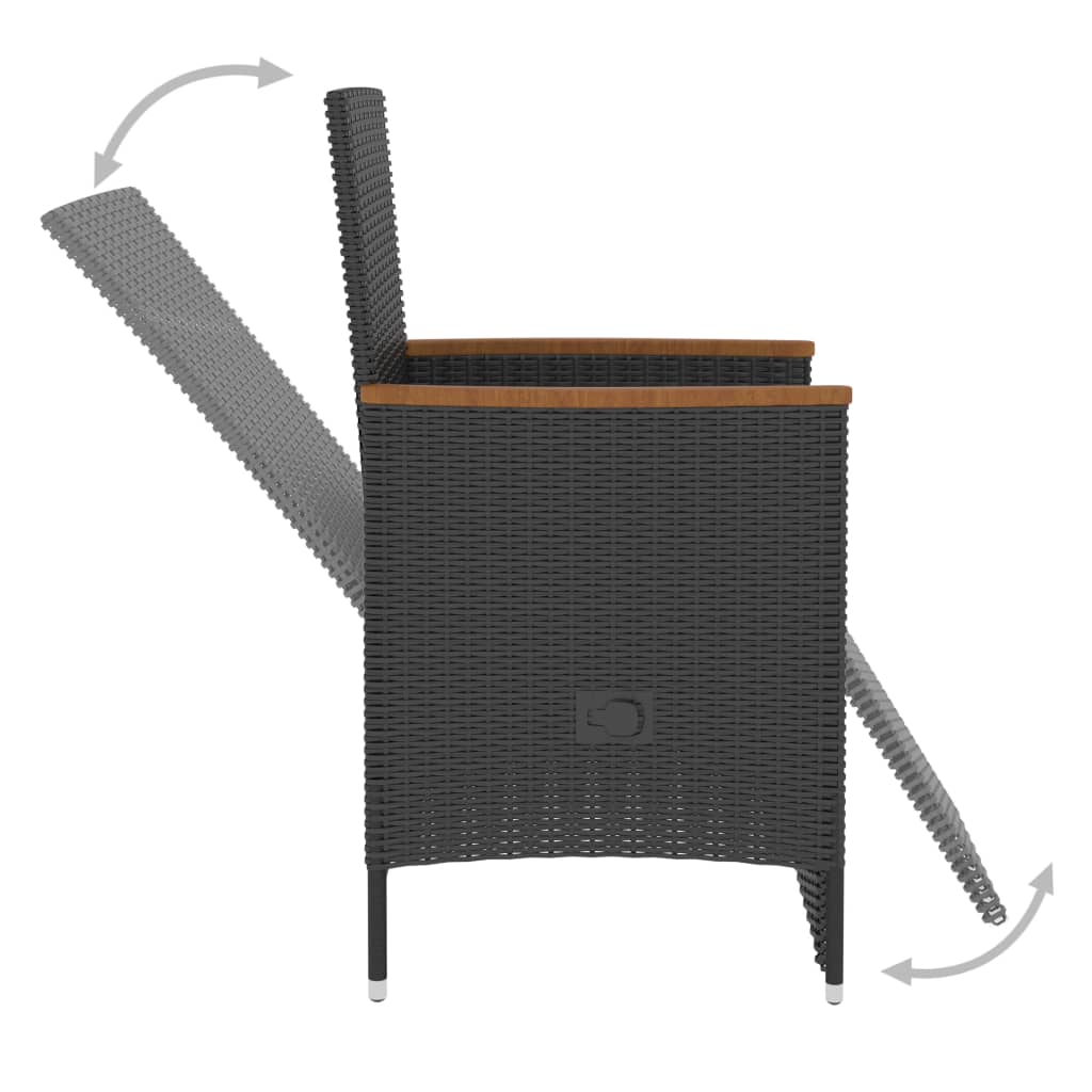 vidaXL 5-tlg. Garten-Essgruppe mit Kissen Poly Rattan Schwarz