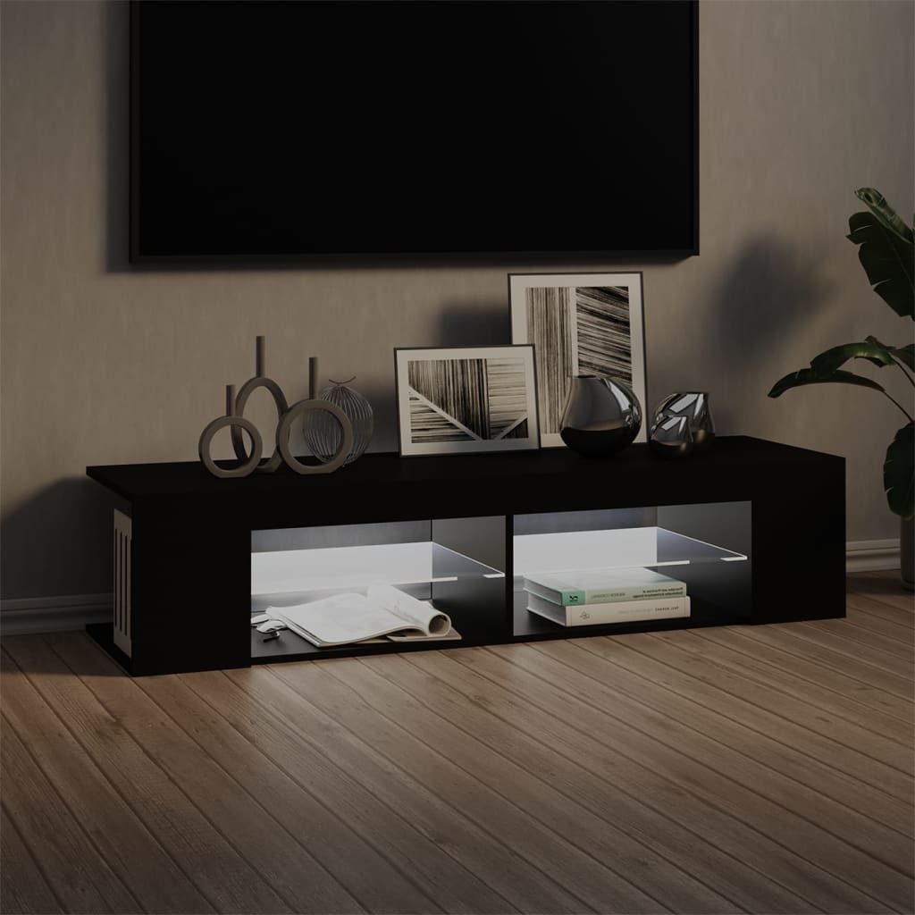 Meuble TV vidaXL avec lumières LED noir 135x39x30 cm