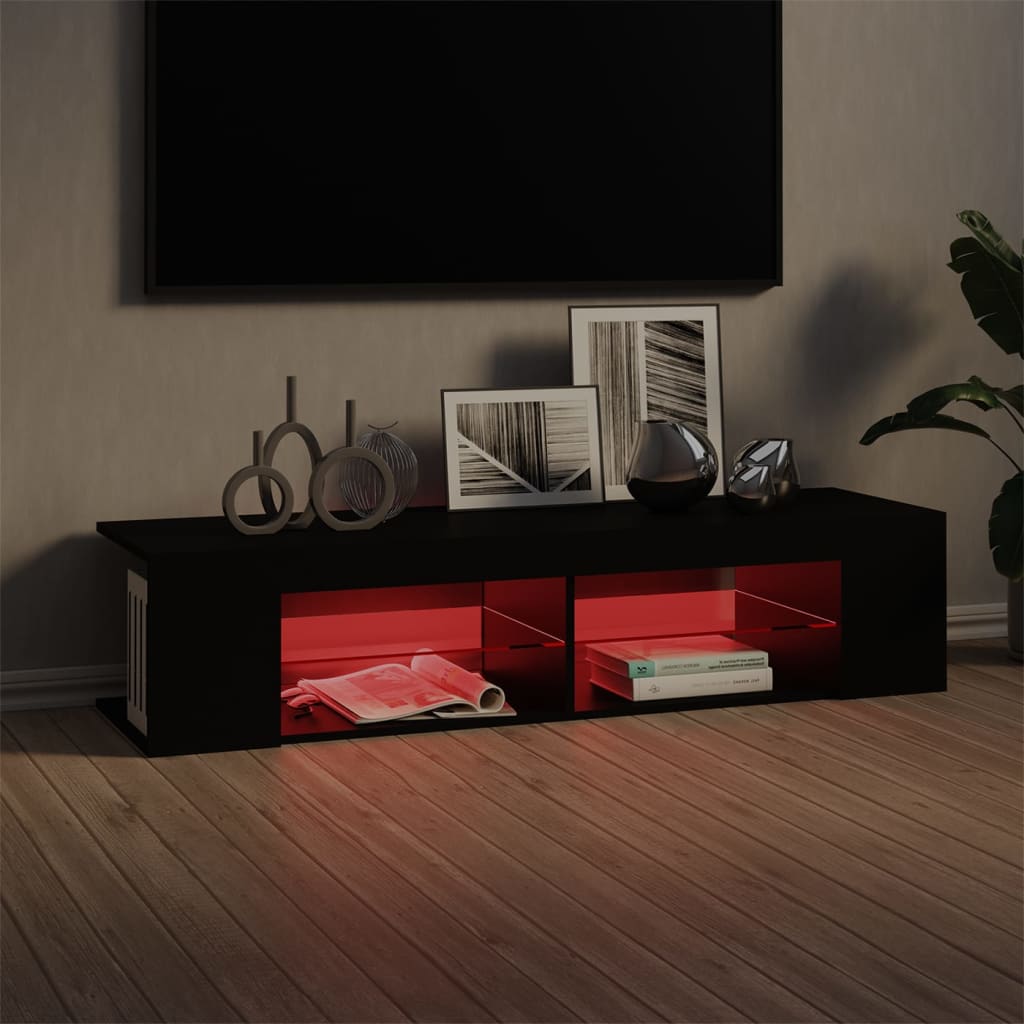 Meuble TV vidaXL avec lumières LED noir 135x39x30 cm