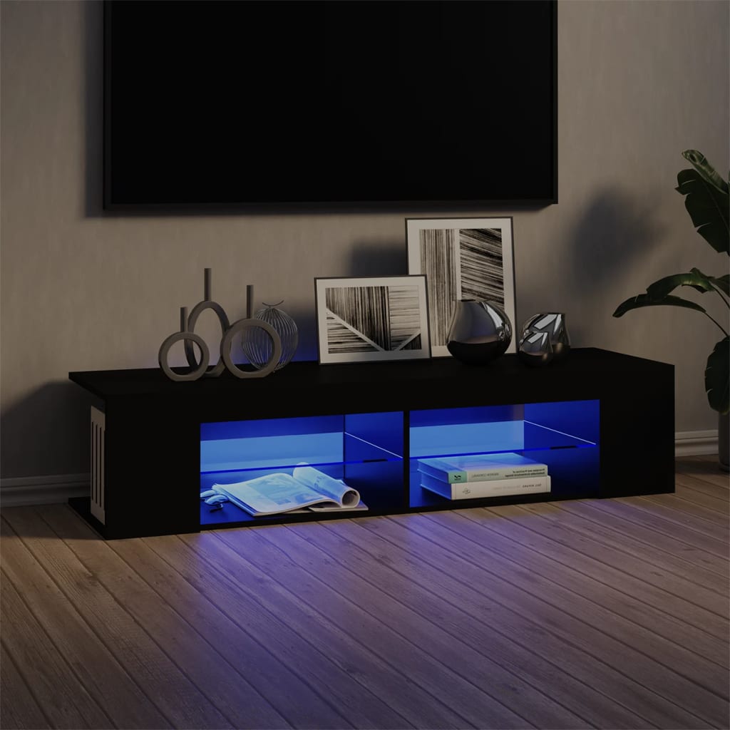 Meuble TV vidaXL avec lumières LED noir 135x39x30 cm