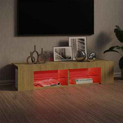 Meuble TV vidaXL avec lumières LED chêne Sonoma 135x39x30 cm