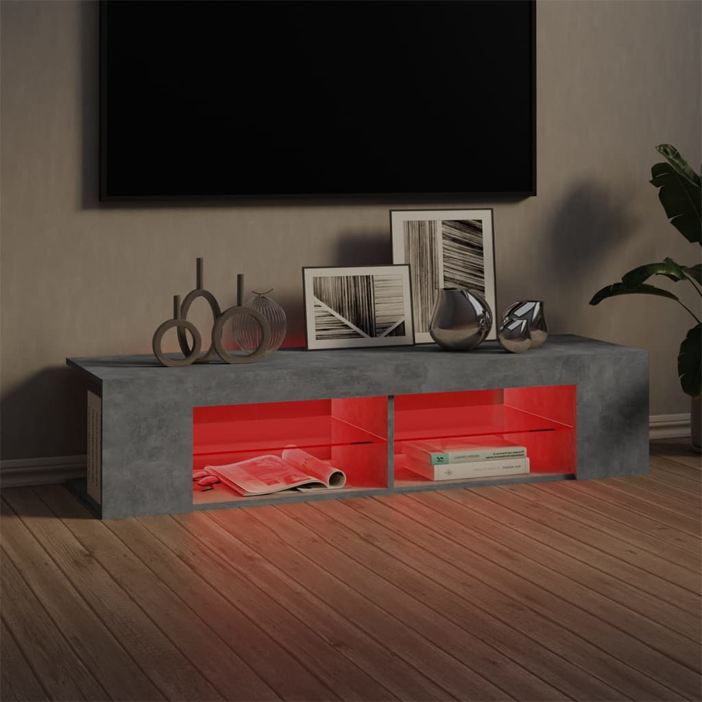 Meuble TV vidaXL avec lumières LED gris béton 135x39x30 cm