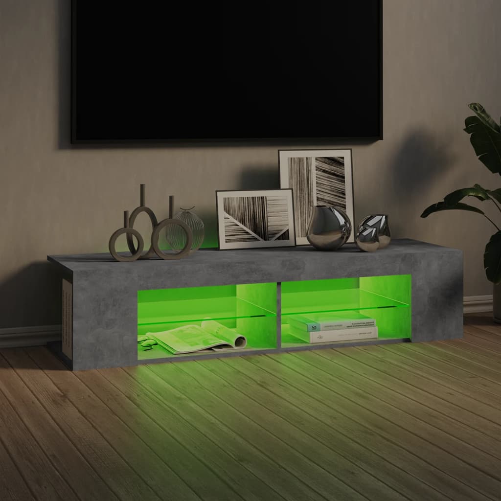 Meuble TV vidaXL avec lumières LED gris béton 135x39x30 cm