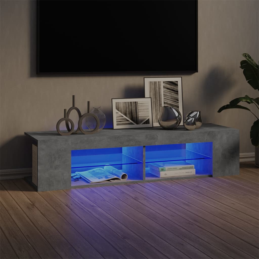Meuble TV vidaXL avec lumières LED gris béton 135x39x30 cm