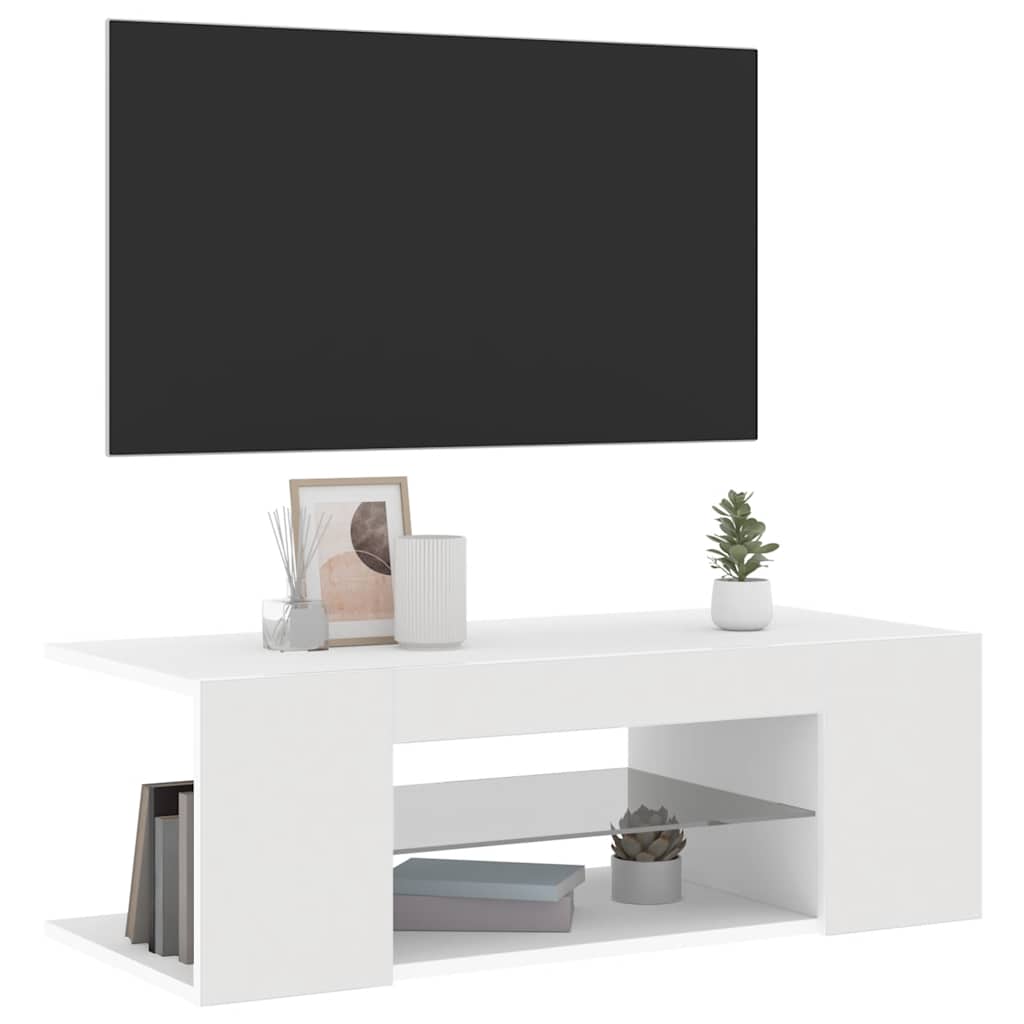 vidaXL TV-Schrank mit LED-Leuchten Weiß 90x39x30 cm