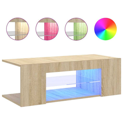 Meuble TV vidaXL avec lumières LED chêne Sonoma 90x39x30 cm