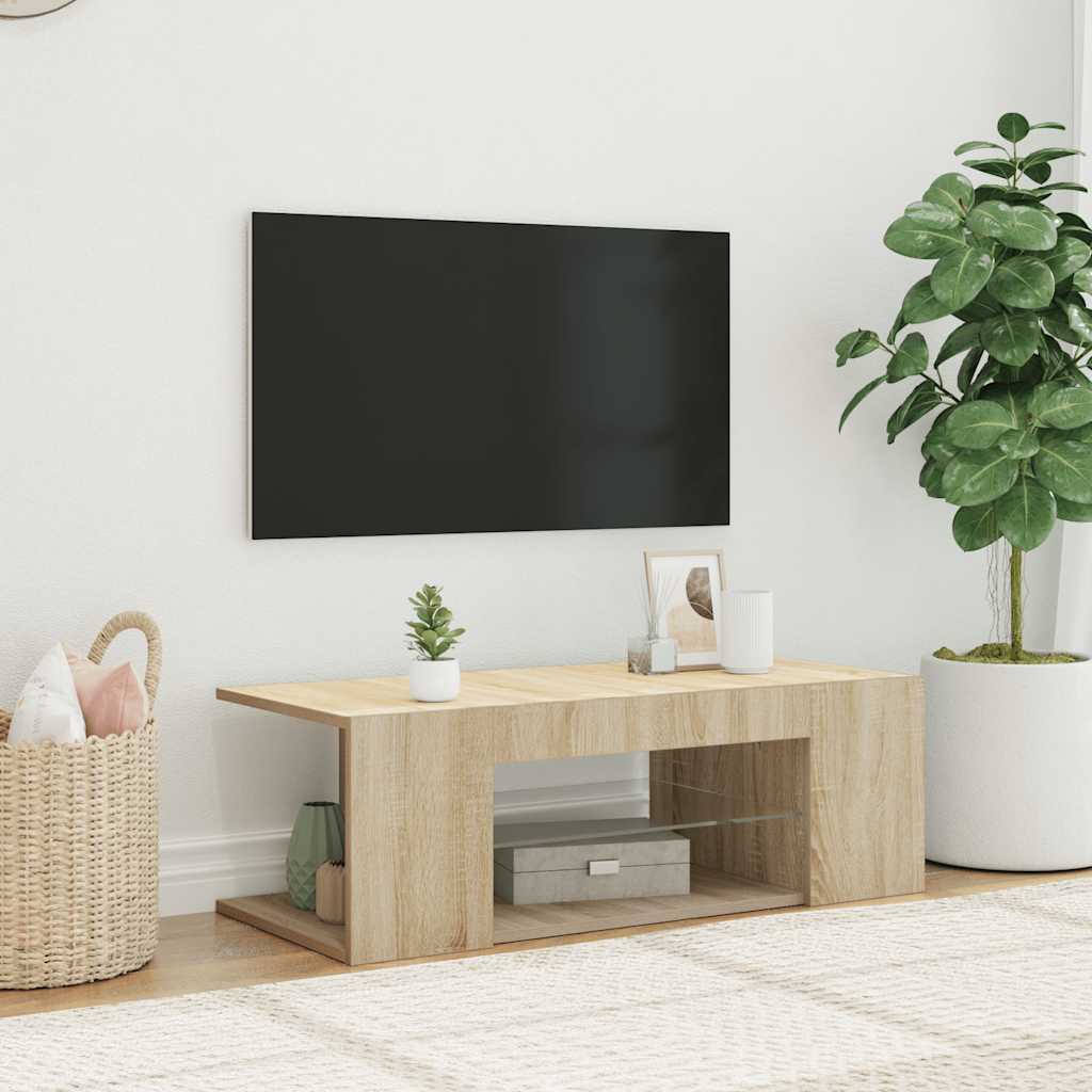 Meuble TV vidaXL avec lumières LED chêne Sonoma 90x39x30 cm