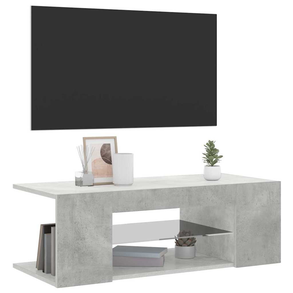 vidaXL Meuble TV avec lumières LED Gris béton 90x39x30 cm