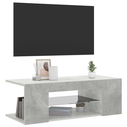 vidaXL Meuble TV avec lumières LED Gris béton 90x39x30 cm