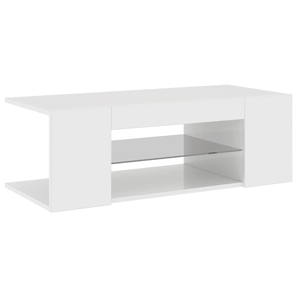 Meuble TV vidaXL avec lumières LED blanc brillant 90x39x30 cm