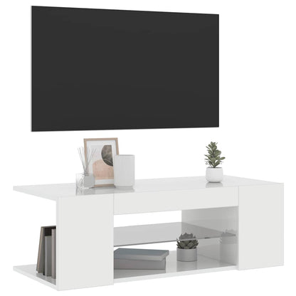 Meuble TV vidaXL avec lumières LED blanc brillant 90x39x30 cm