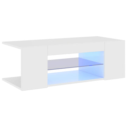 Meuble TV vidaXL avec lumières LED blanc brillant 90x39x30 cm