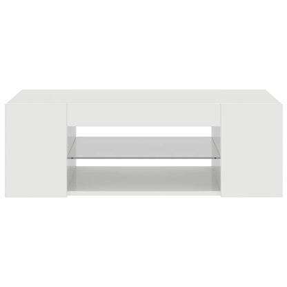 Meuble TV vidaXL avec lumières LED blanc brillant 90x39x30 cm