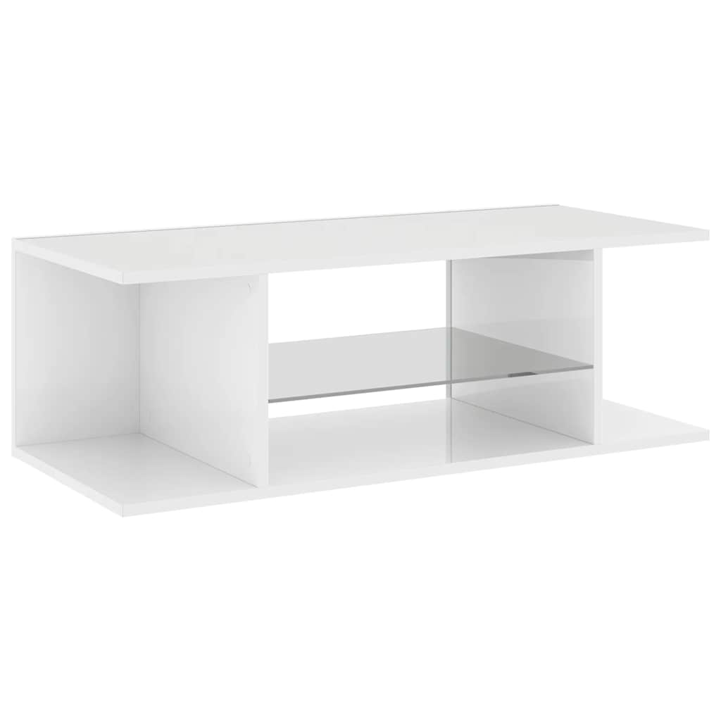 Meuble TV vidaXL avec lumières LED blanc brillant 90x39x30 cm