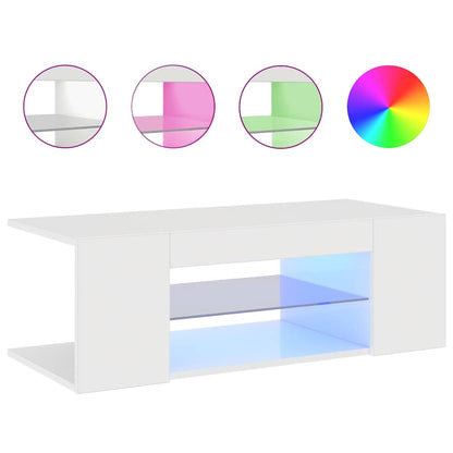 Meuble TV vidaXL avec lumières LED blanc brillant 90x39x30 cm