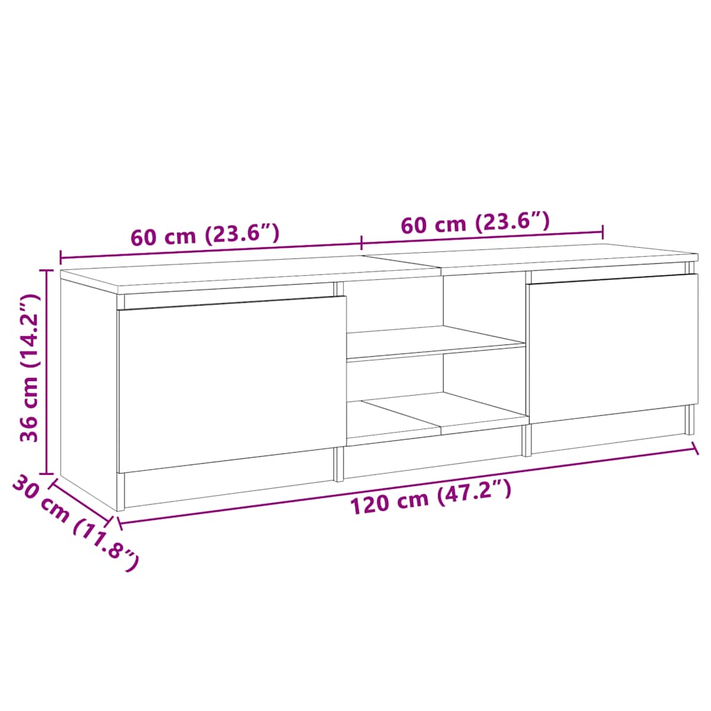 Meuble TV vidaXL avec lumières LED Noir 120x30x36 cm
