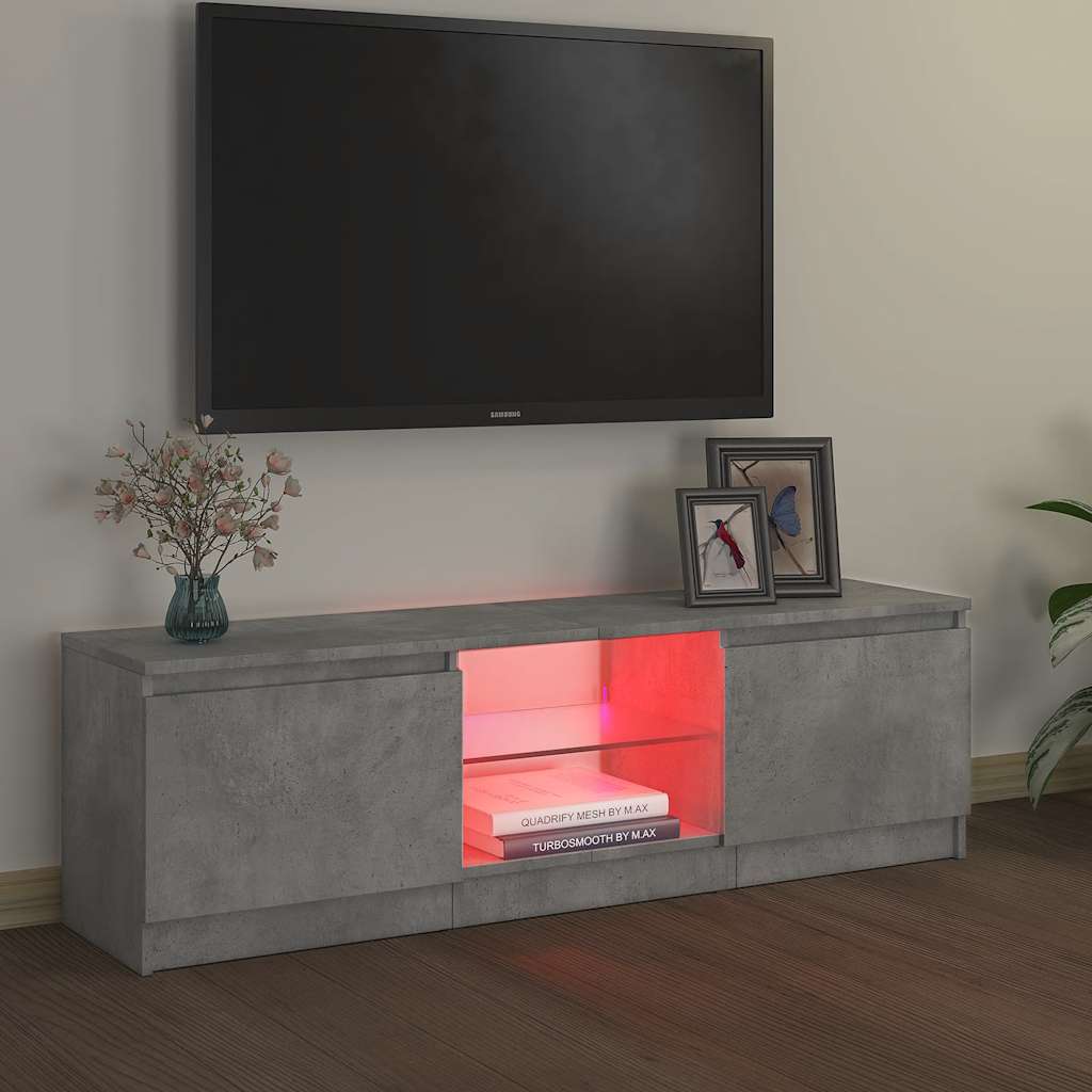 Meuble TV vidaXL avec lumières LED gris béton 120x30x36 cm