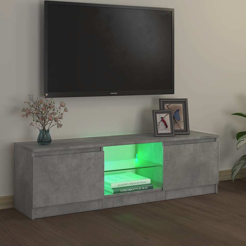 Meuble TV vidaXL avec lumières LED gris béton 120x30x36 cm