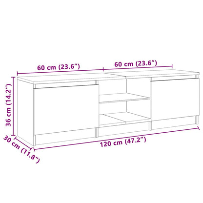 Meuble TV vidaXL avec lumières LED gris béton 120x30x36 cm