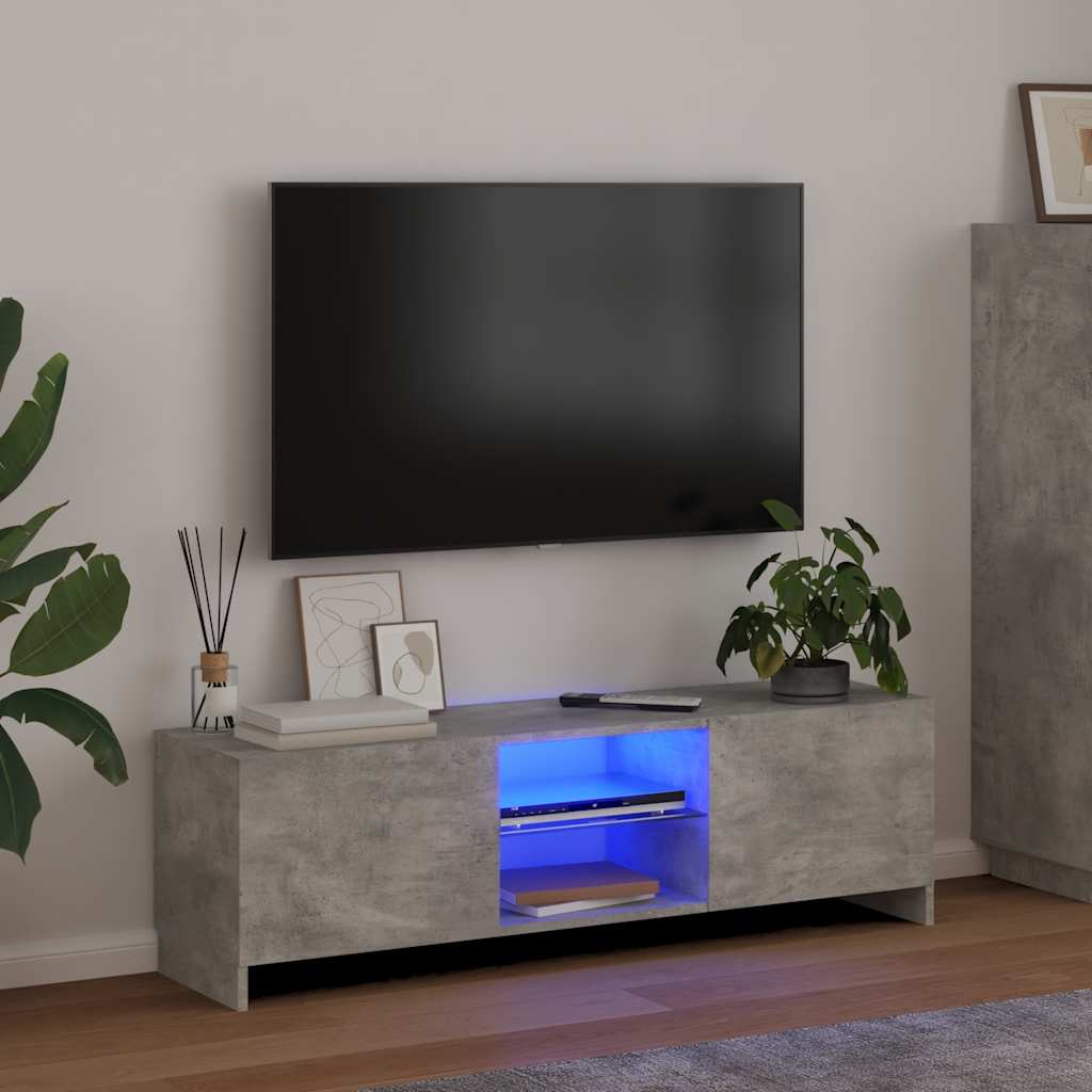 Meuble TV vidaXL avec lumières LED gris béton 120x30x36 cm