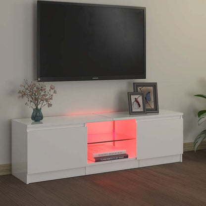 Meuble TV vidaXL avec lumières LED blanc brillant 120x30x36 cm