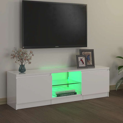 Meuble TV vidaXL avec lumières LED blanc brillant 120x30x36 cm