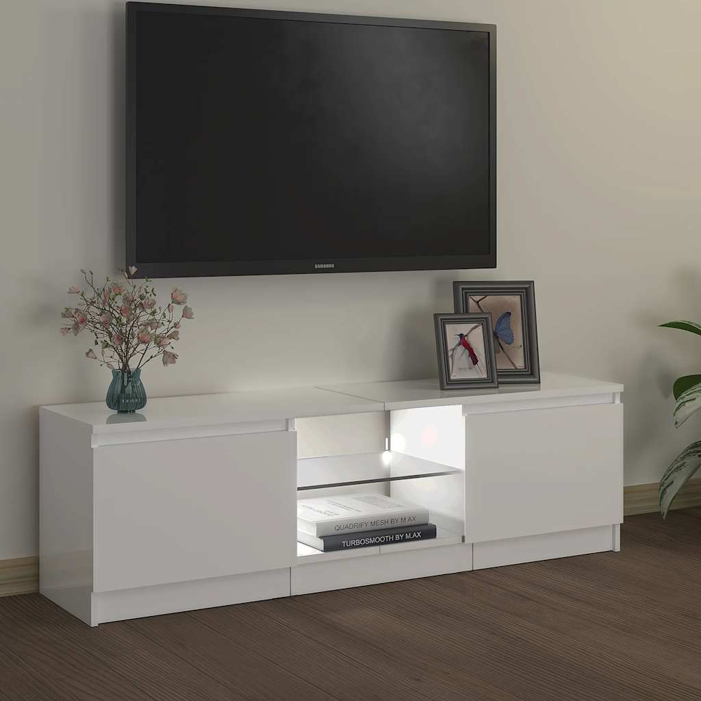 Meuble TV vidaXL avec lumières LED blanc brillant 120x30x36 cm