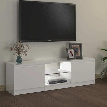 Meuble TV vidaXL avec lumières LED blanc brillant 120x30x36 cm