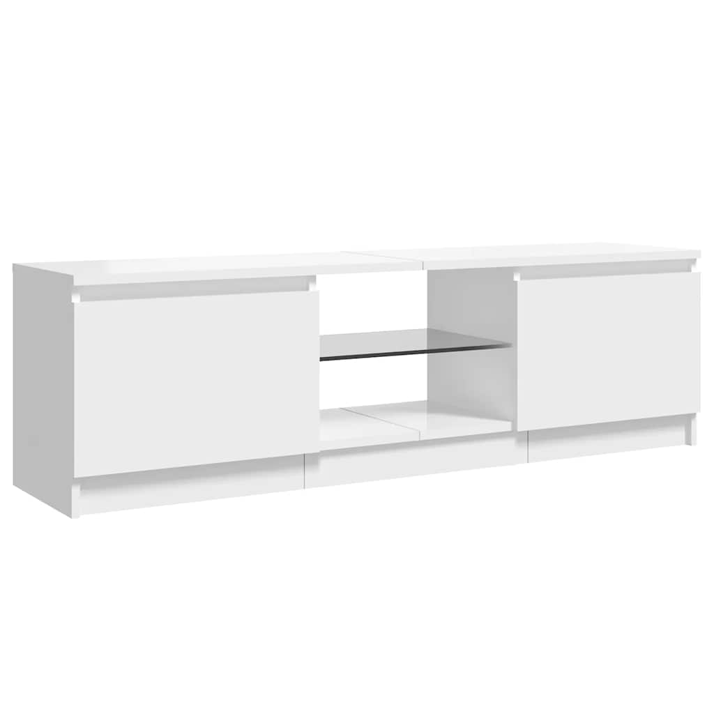 Meuble TV vidaXL avec lumières LED blanc brillant 120x30x36 cm