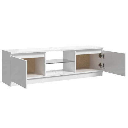 Meuble TV vidaXL avec lumières LED blanc brillant 120x30x36 cm