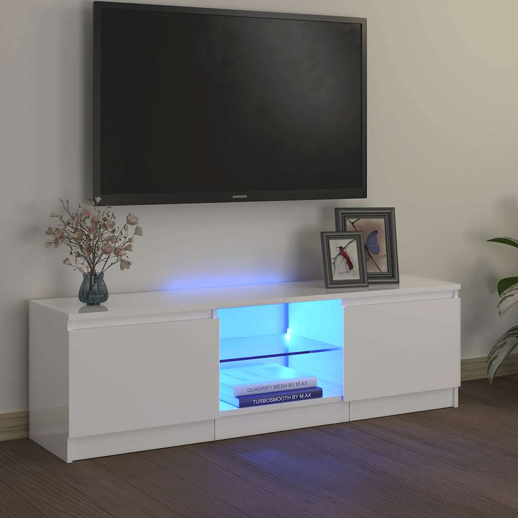 Meuble TV vidaXL avec lumières LED blanc brillant 120x30x36 cm