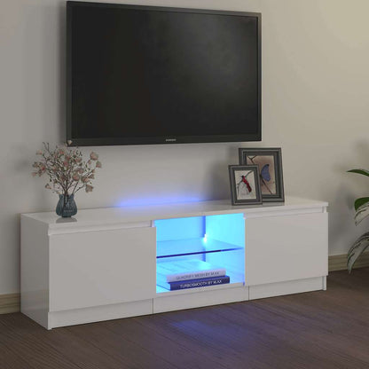 Meuble TV vidaXL avec lumières LED blanc brillant 120x30x36 cm