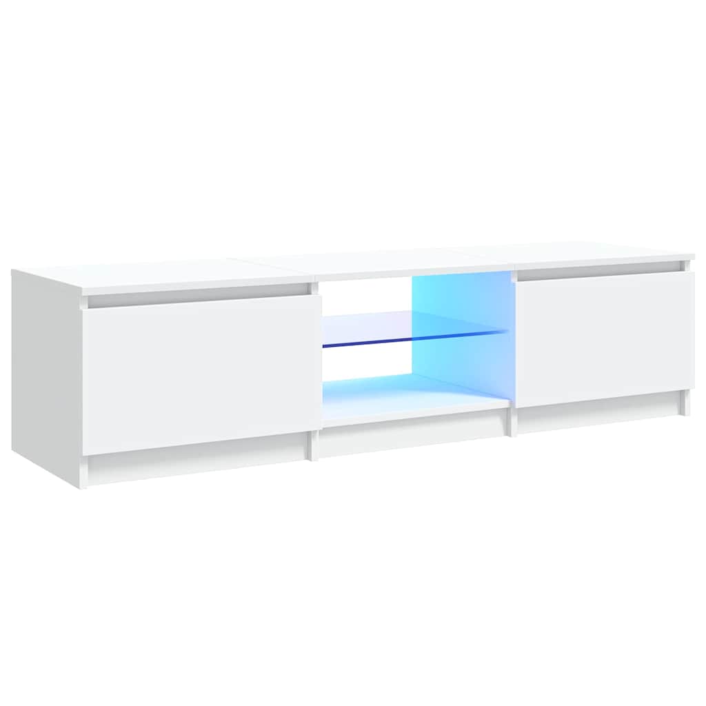 vidaXL Meuble TV avec lumières LED Blanc 140x40x36 cm