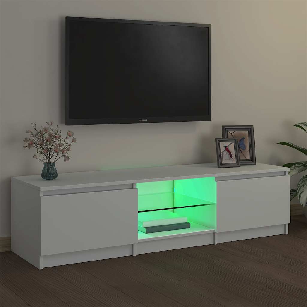 vidaXL Meuble TV avec lumières LED Blanc 140x40x36 cm