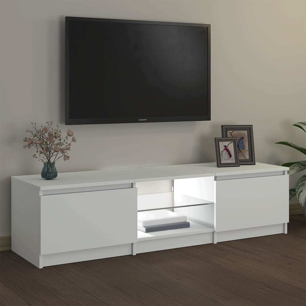 vidaXL Meuble TV avec lumières LED Blanc 140x40x36 cm