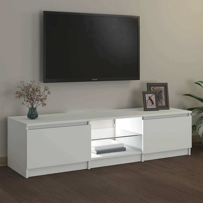 vidaXL Meuble TV avec lumières LED Blanc 140x40x36 cm