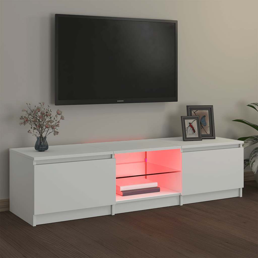 vidaXL Meuble TV avec lumières LED Blanc 140x40x36 cm