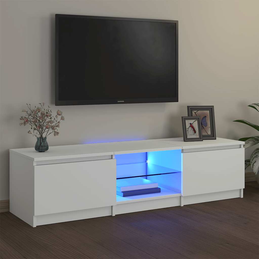 vidaXL Meuble TV avec lumières LED Blanc 140x40x36 cm