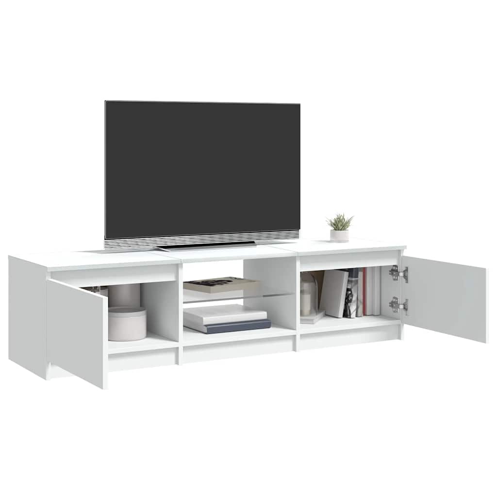 vidaXL Meuble TV avec lumières LED Blanc 140x40x36 cm