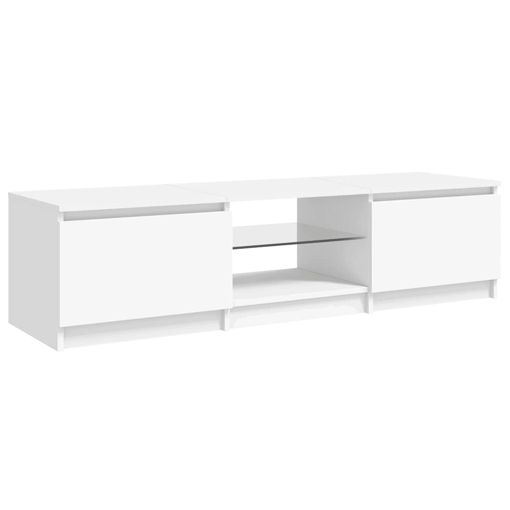 vidaXL Meuble TV avec lumières LED Blanc 140x40x36 cm