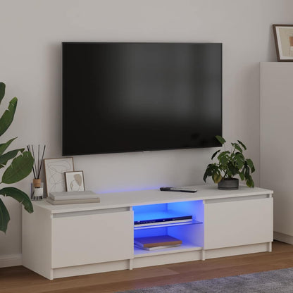 vidaXL Meuble TV avec lumières LED Blanc 140x40x36 cm