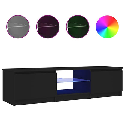 vidaXL Meuble TV avec lumières LED Noir 140x40x36 cm