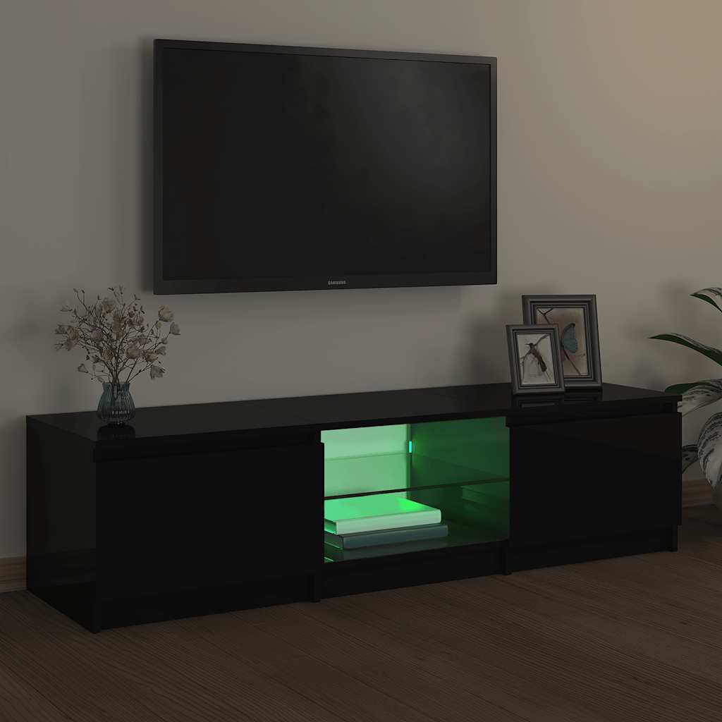 vidaXL Meuble TV avec lumières LED Noir 140x40x36 cm