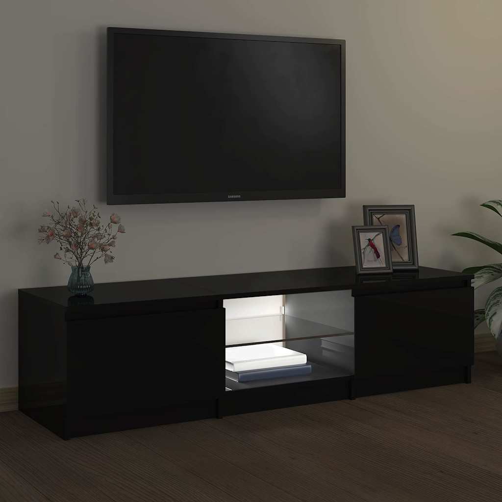vidaXL Meuble TV avec lumières LED Noir 140x40x36 cm