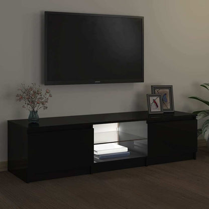 vidaXL Meuble TV avec lumières LED Noir 140x40x36 cm