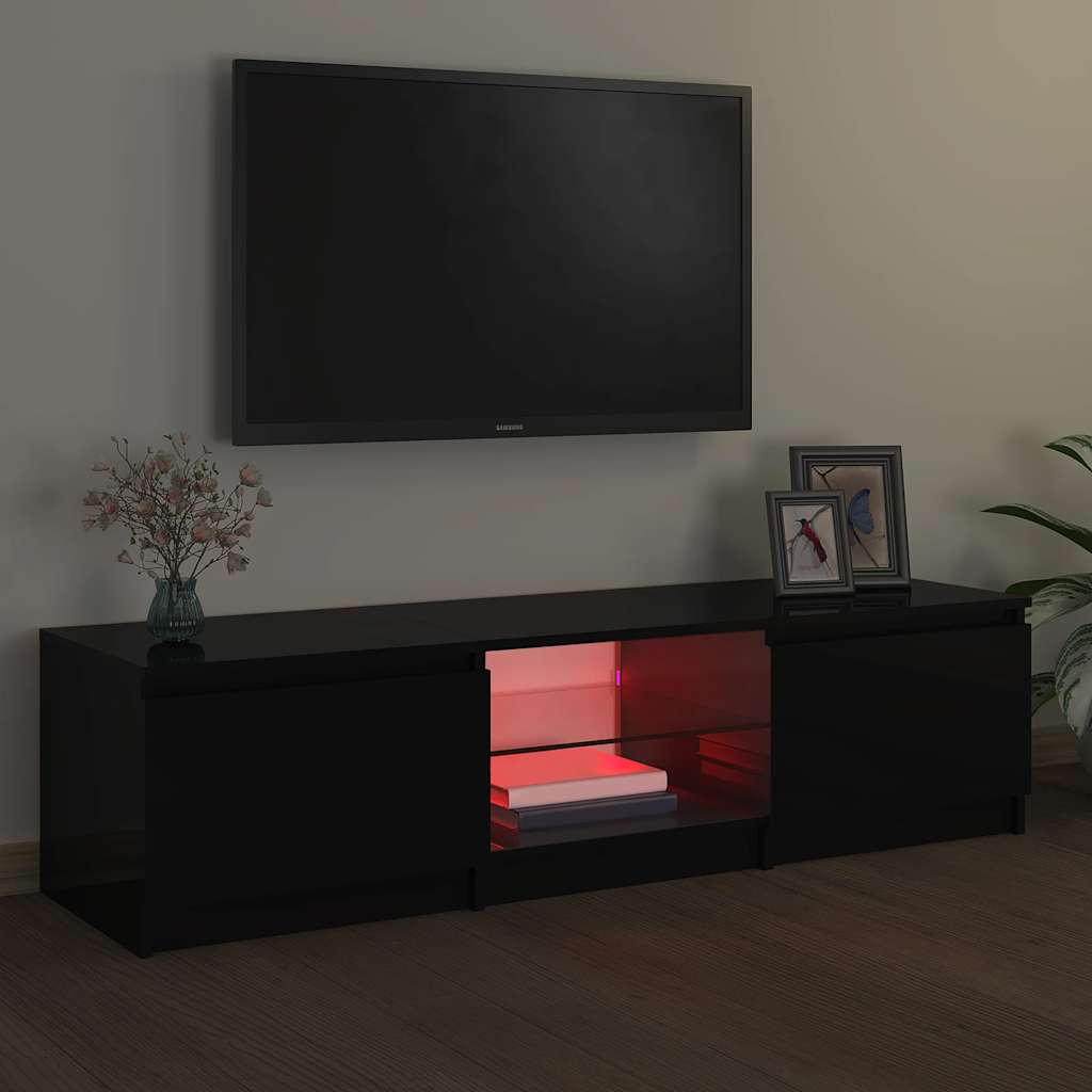 vidaXL Meuble TV avec lumières LED Noir 140x40x36 cm